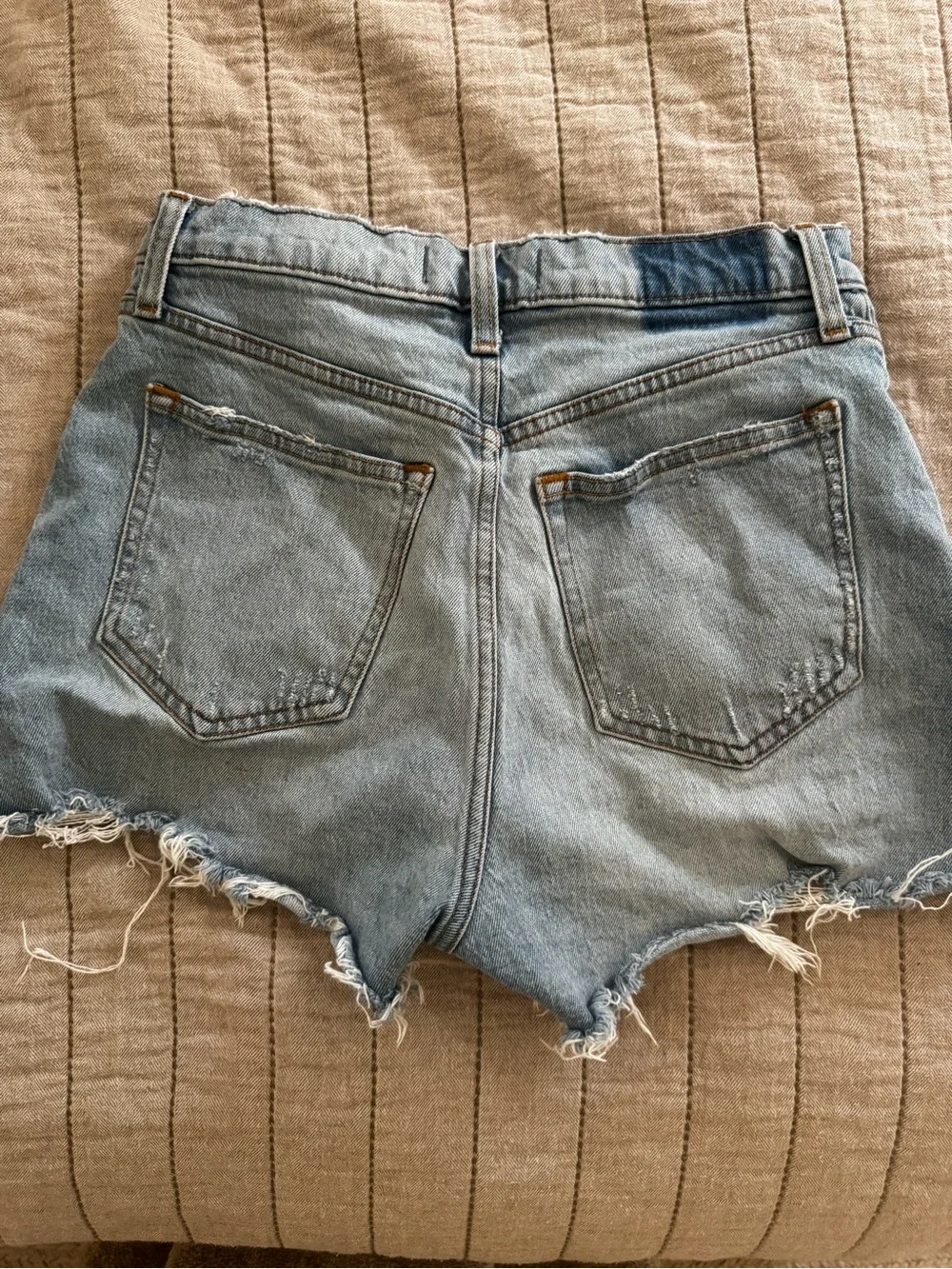 Abercrombie & Fitch Distressed Light Blue Denim The Cutoff Short High Rise